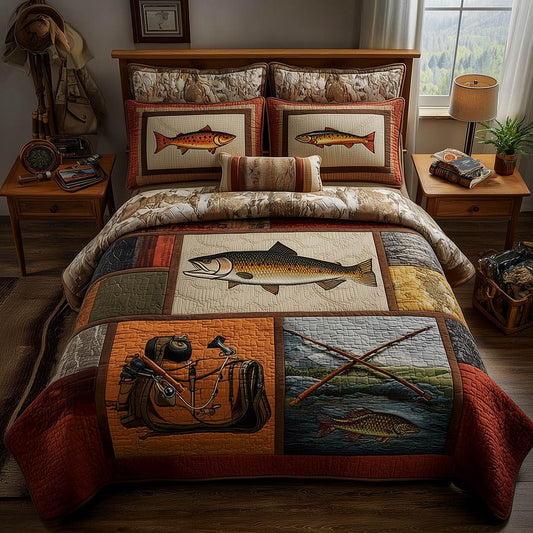Fishing Delights 3-Piece Quilted Bedding Set GFTOMA8196