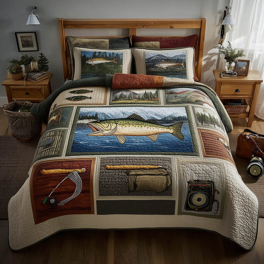 Fishing Delights 3-Piece Quilted Bedding Set GFTOMA8197