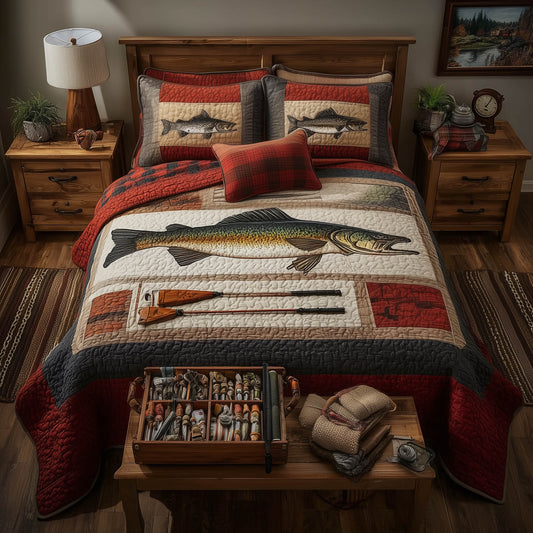Fishing Delights 3-Piece Quilted Bedding Set GFTOMA8198