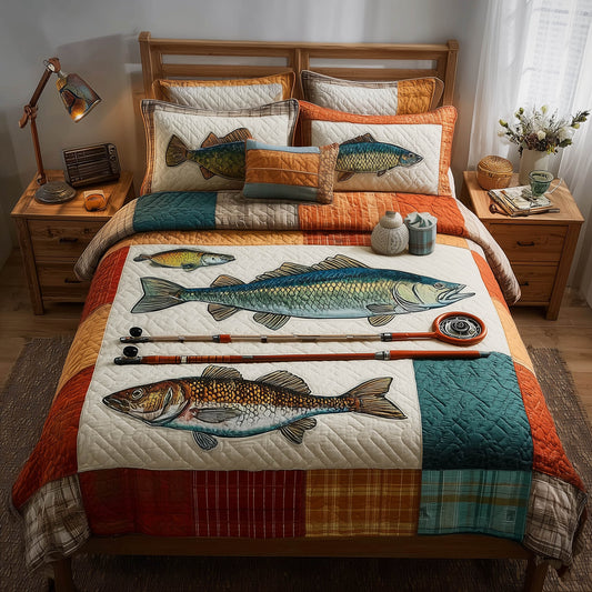 Fishing Delights 3-Piece Quilted Bedding Set GFTOMA8199