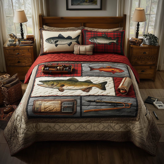Fishing Delights 3-Piece Quilted Bedding Set GFTOMA8200