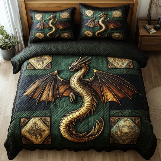 Dragon 3-Piece Quilted Bedding Set GFTOMA8202