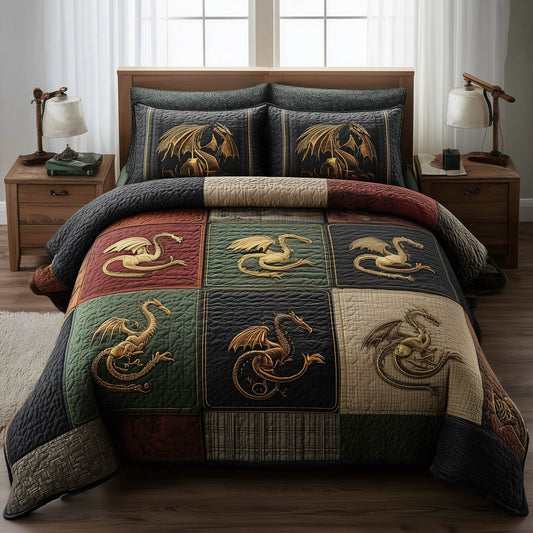 Dragon 3-Piece Quilted Bedding Set GFTOMA8203