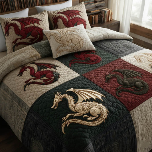 Dragon 3-Piece Quilted Bedding Set GFTOMA8204