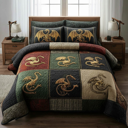 Dragon 3-Piece Quilted Bedding Set GFTOMA8205