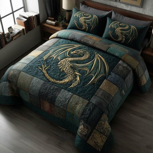 Dragon 3-Piece Quilted Bedding Set GFTOMA8206
