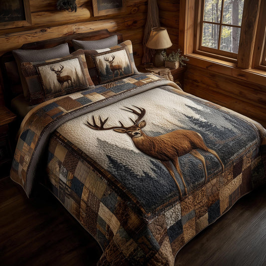 Deer 3-Piece Quilted Bedding Set GFTOMA8330