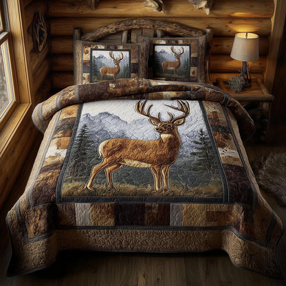 Deer 3-Piece Quilted Bedding Set GFTOMA8331