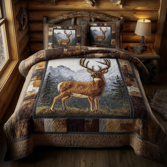 Deer 3-Piece Quilted Bedding Set GFTOMA8331
