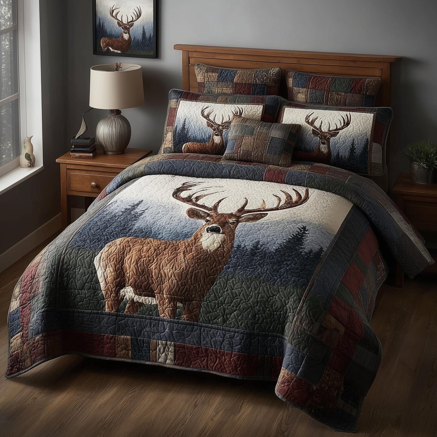 Deer 3-Piece Quilted Bedding Set GFTOMA8332