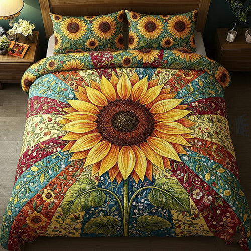 Sunflower Glow 3-Piece Quilted Bedding Set GFTOMA8369