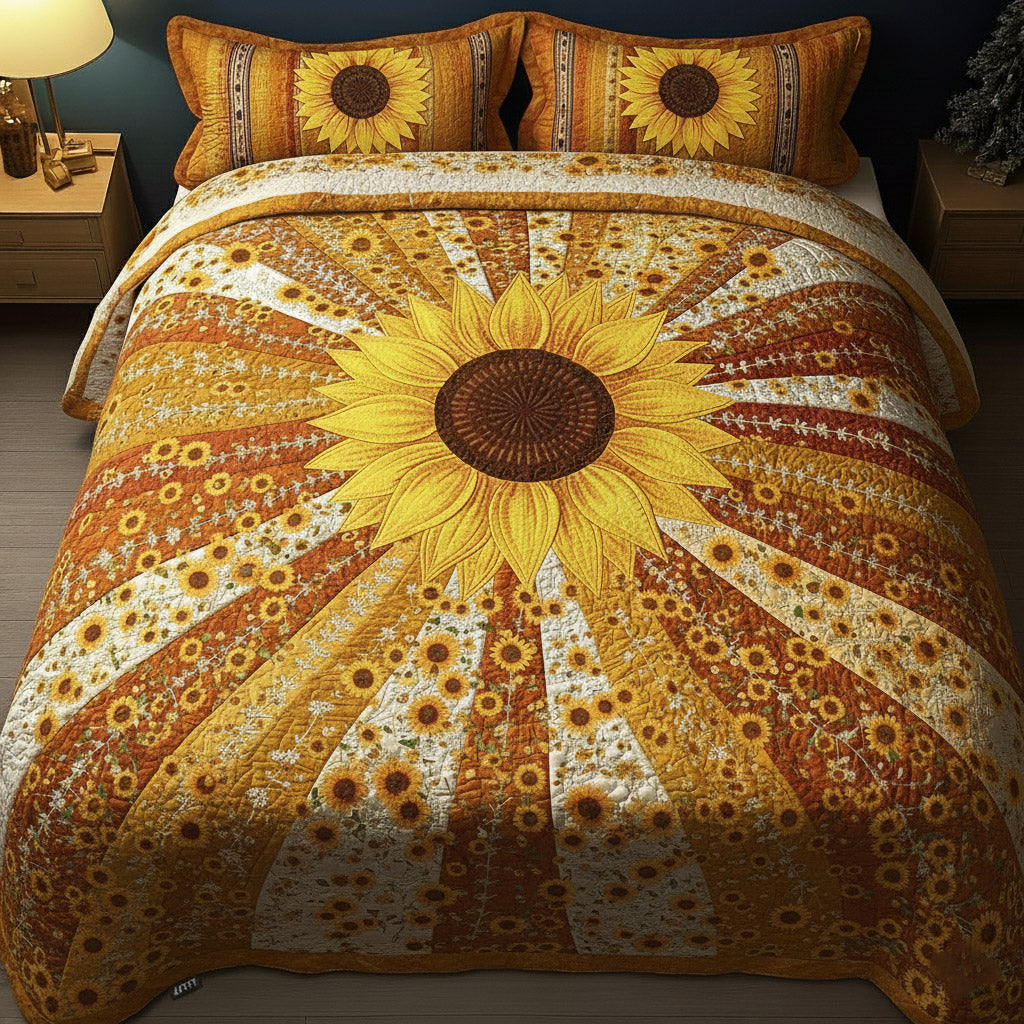 Sunflower Glow 3-Piece Quilted Bedding Set GFTOMA8372