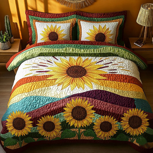 Sunflower Glow 3-Piece Quilted Bedding Set GFTOMA8373