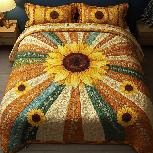 Sunflower Glow 3-Piece Quilted Bedding Set GFTOMA8374