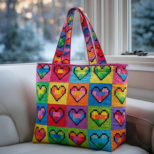 Pixel Heart Quilted Tote Bag GFTOMA8499