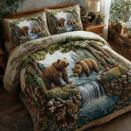 Bear Couple 3-Piece Quilted Bedding Set GFTOMA8516