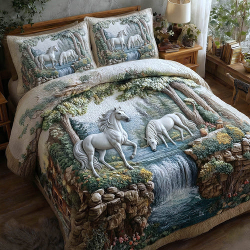 Horse Couple 3-Piece Quilted Bedding Set GFTOMA8518