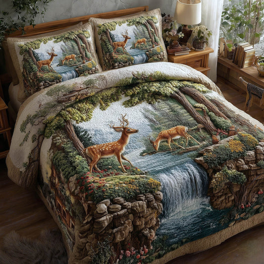 Deer Couple 3-Piece Quilted Bedding Set GFTOMA8519