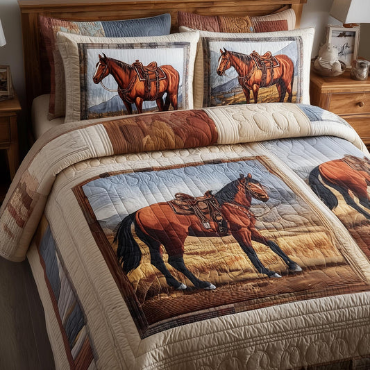 Prairie Horse 3-Piece Quilted Bedding Set GFTOMA8562