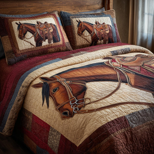 Prairie Horse 3-Piece Quilted Bedding Set GFTOMA8565