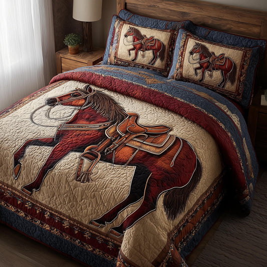 Prairie Horse 3-Piece Quilted Bedding Set GFTOMA8566