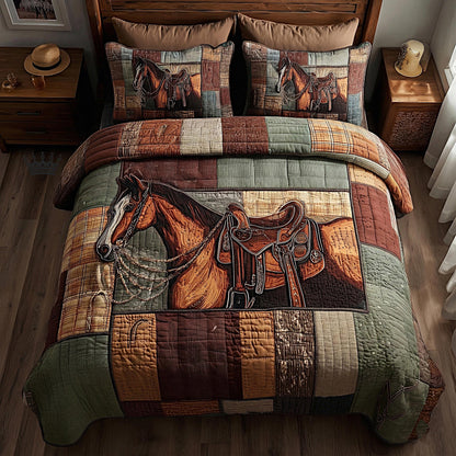 Prairie Horse 3-Piece Quilted Bedding Set GFTOMA8567