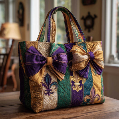 Mardi Gras Bows Quilted Tote Bag GFTOMA8603