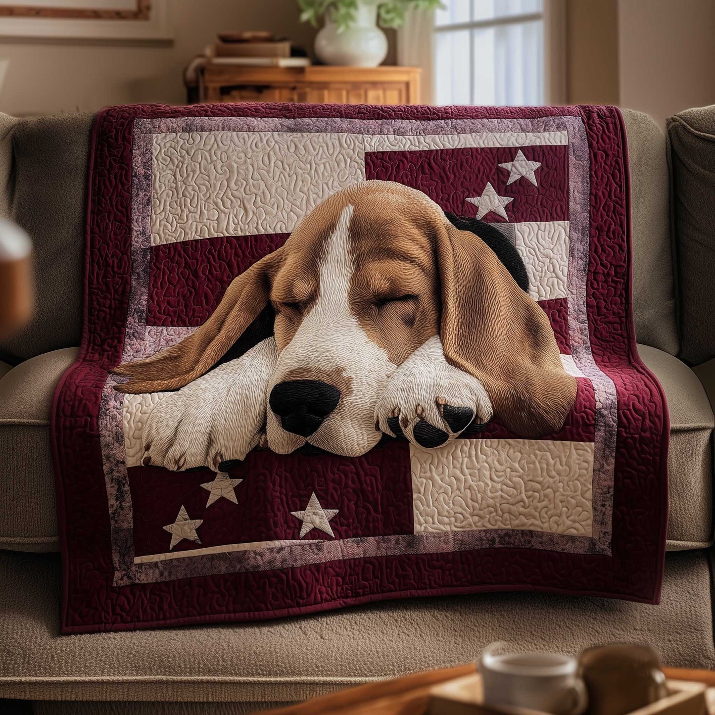 Basset Hounds Quilted Blanket GFTOMA8636