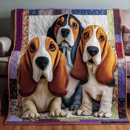 Basset Hounds Quilted Blanket GFTOMA8637