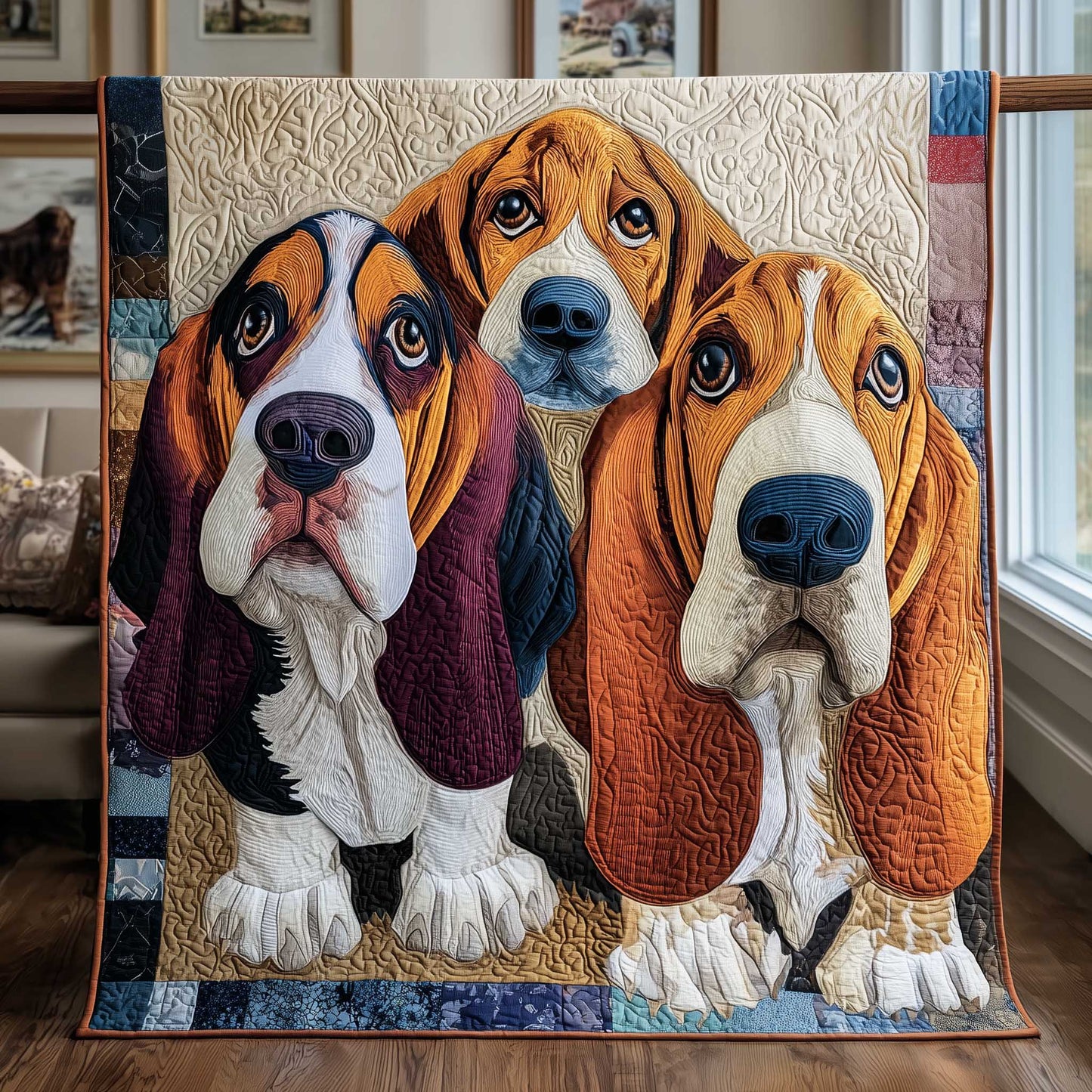 Basset Hounds Quilted Blanket GFTOMA8639