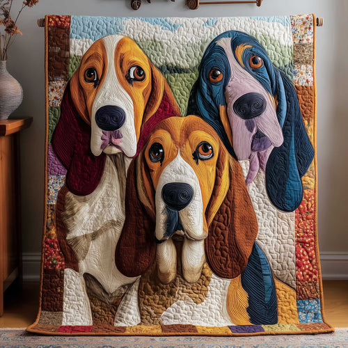 Basset Hounds Quilted Blanket GFTOMA8640