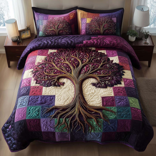 Tree Of Life 3-Piece Quilted Bedding Set GFTOMA8683
