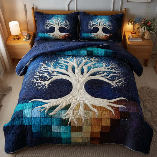 Tree Of Life 3-Piece Quilted Bedding Set GFTOMA8684