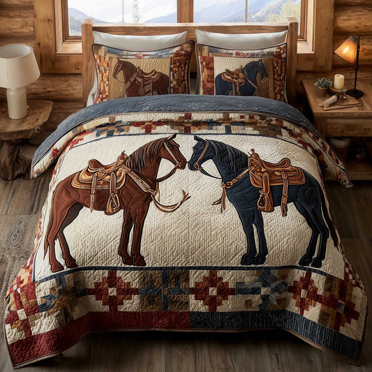 Prairie Horse 3-Piece Quilted Bedding Set GFTOMA8731