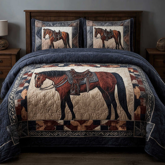 Prairie Horse 3-Piece Quilted Bedding Set GFTOMA8732