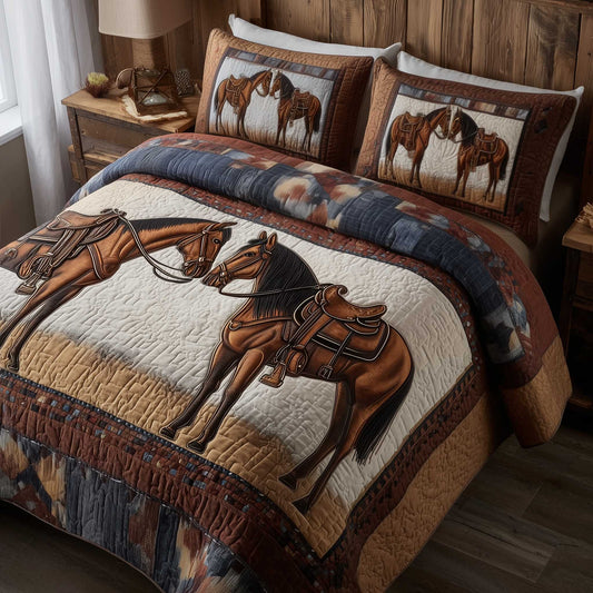 Prairie Horse 3-Piece Quilted Bedding Set GFTOMA8733