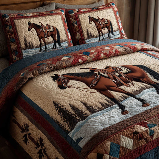 Prairie Horse 3-Piece Quilted Bedding Set GFTOMA8820
