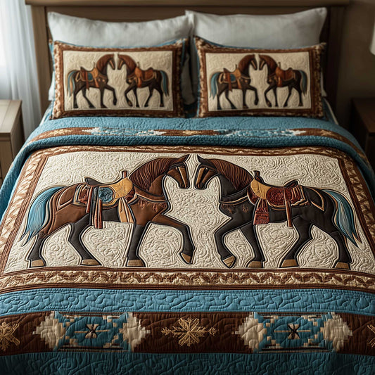 Prairie Horse 3-Piece Quilted Bedding Set GFTOMA8821