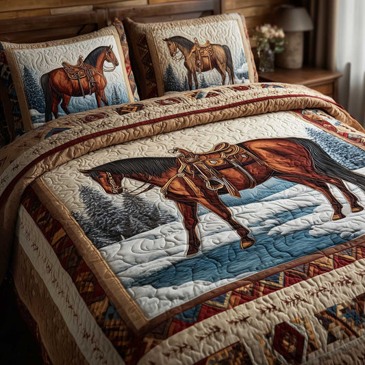Prairie Horse 3-Piece Quilted Bedding Set GFTOMA8822