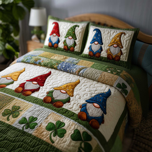 Shamrock Gnome 3-Piece Quilted Bedding Set GFTOMA8824