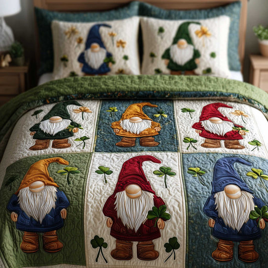 Shamrock Gnome 3-Piece Quilted Bedding Set GFTOMA8825