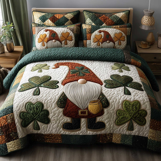 Shamrock Gnome 3-Piece Quilted Bedding Set GFTOMA8826