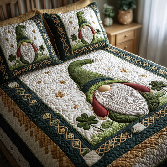 Shamrock Gnome 3-Piece Quilted Bedding Set GFTOMA8829