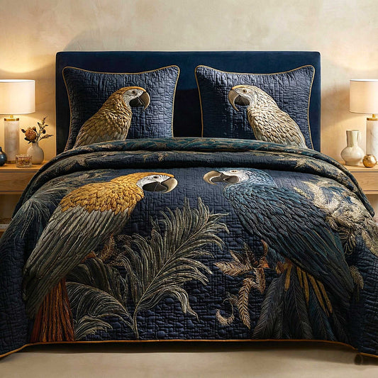 Parrot Love 3-Piece Quilted Bedding Set GFTOMA8890