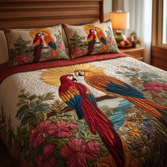 Parrot Love 3-Piece Quilted Bedding Set GFTOMA8891