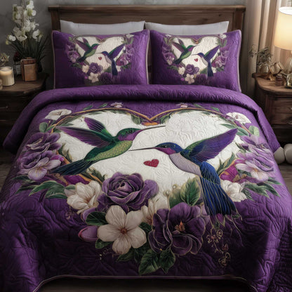 Hummingbird Love 3-Piece Quilted Bedding Set GFTOMA8892