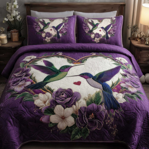 Hummingbird Love 3-Piece Quilted Bedding Set GFTOMA8892