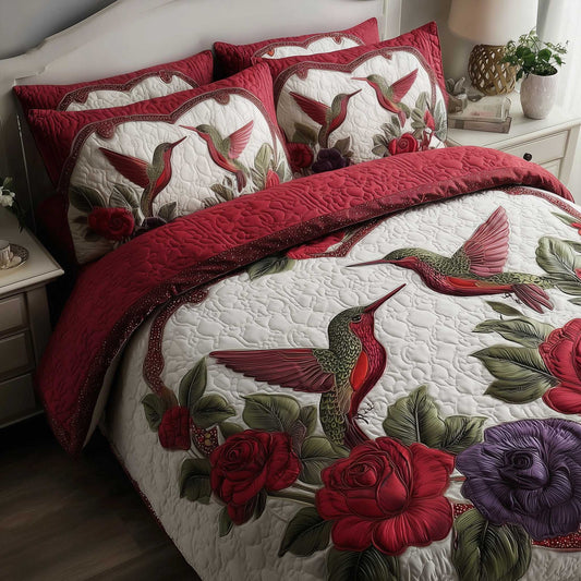 Hummingbird Love 3-Piece Quilted Bedding Set GFTOMA8893