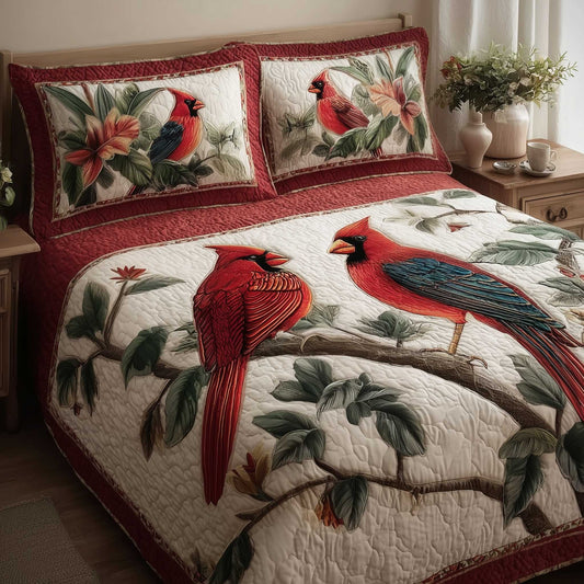 Cardinal Love 3-Piece Quilted Bedding Set GFTOMA8894