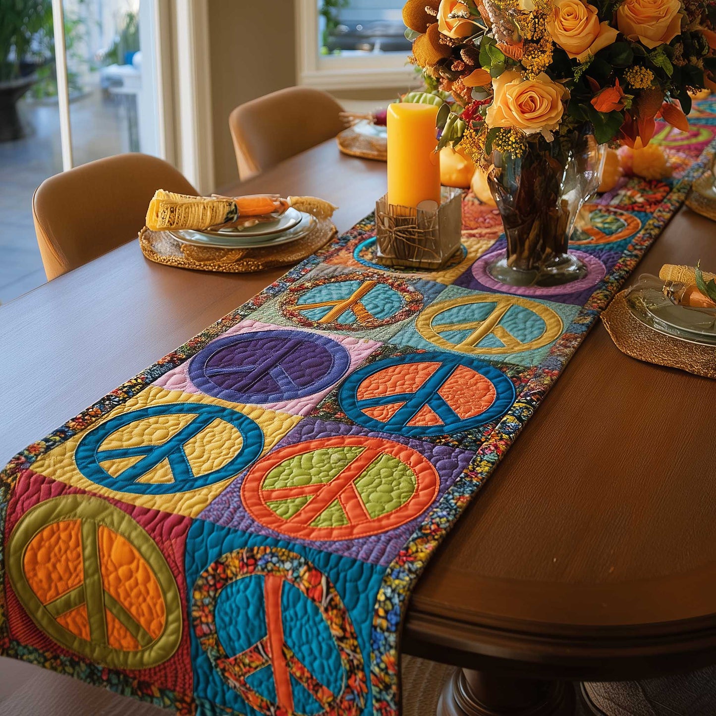 Peace Sign Quilted Table Runner GFTOMA8950